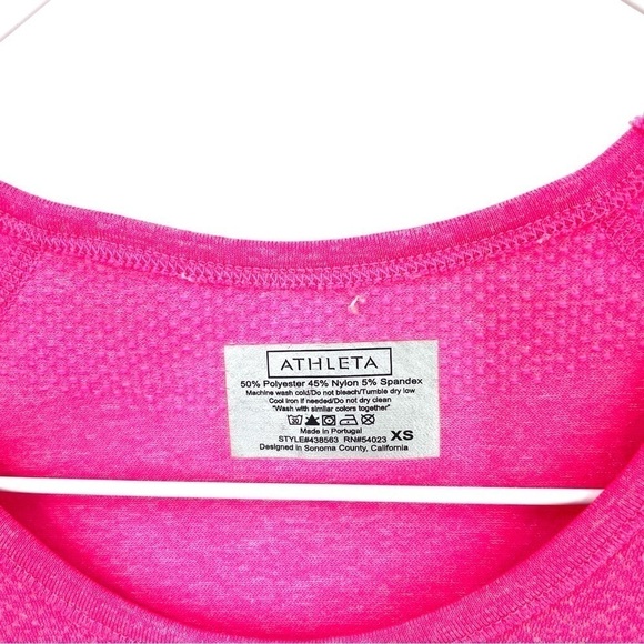 Athleta Fastest Track Shirt Tee Seamless Ruched Top Pink 438563 - Picture 6 of 6